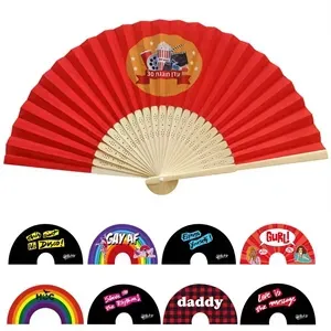 Folded Polyester Bamboo Fans